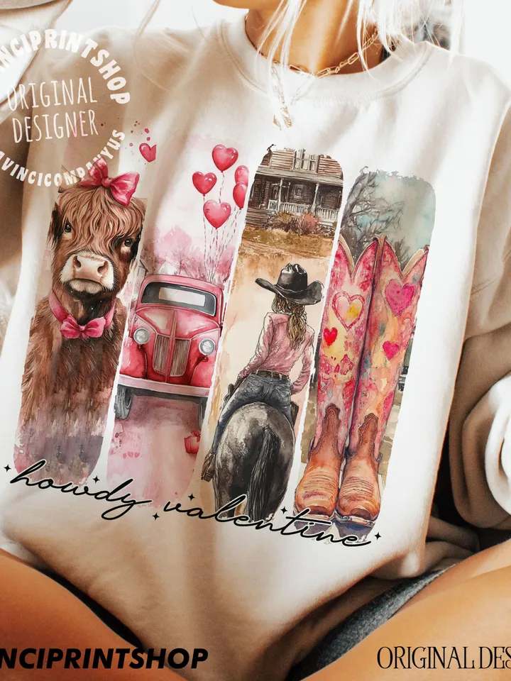 Howdy Valentine png, Highland cow png, Retro valentine png, Western Valentine png, Valentines Coquette Bow png, Pink Valentines png, Western