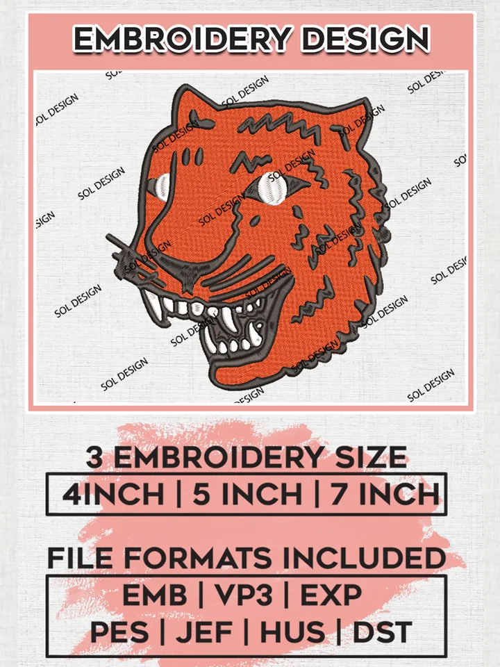 Detroit Tigers Logo Embroidery Designs, MLB Detroit Tigers Embroidery Design, MLB Embroidery Design Files, MLB Logo, 3 sizes, Machine embroidery Files, Digital Download