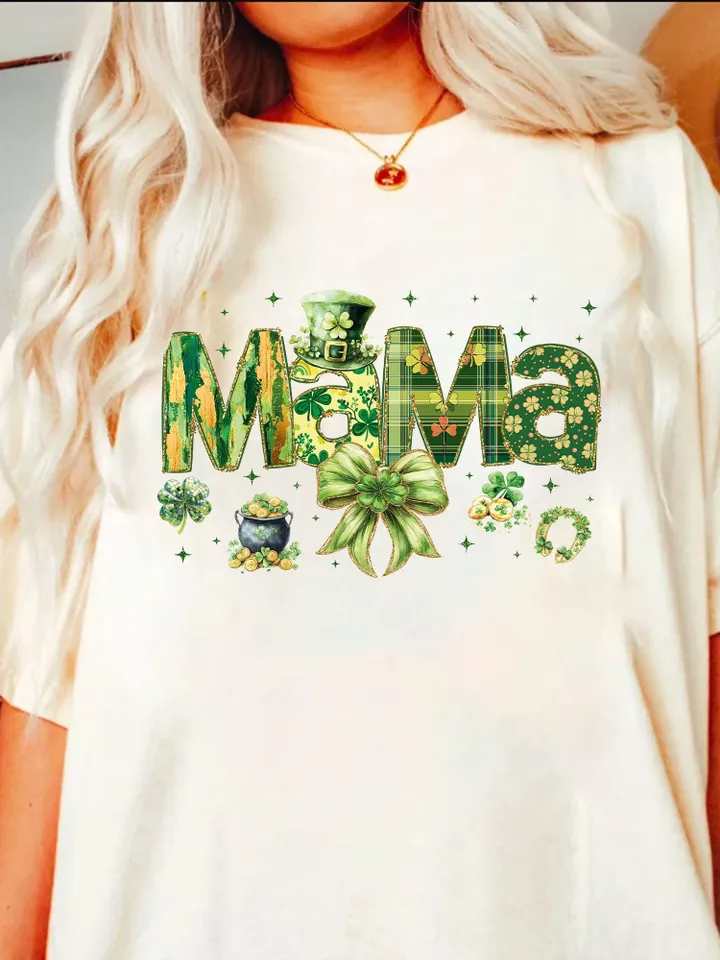 Mama St Patrick's Day PNG, Coquette Brushstroke png, Lucky Mama Png, Shamrock PNG, St Patricks Coquette Png, Lucky Charm Png,Glitter Irish