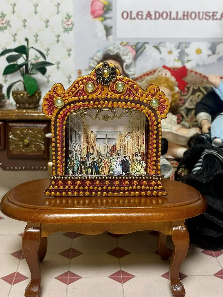 Puppet theater. 1:12. Theater for a dollhouse. Handmade. Vintage theater.