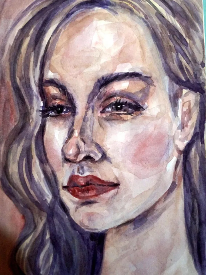 Miniature watercolor painting "Strange Woman"