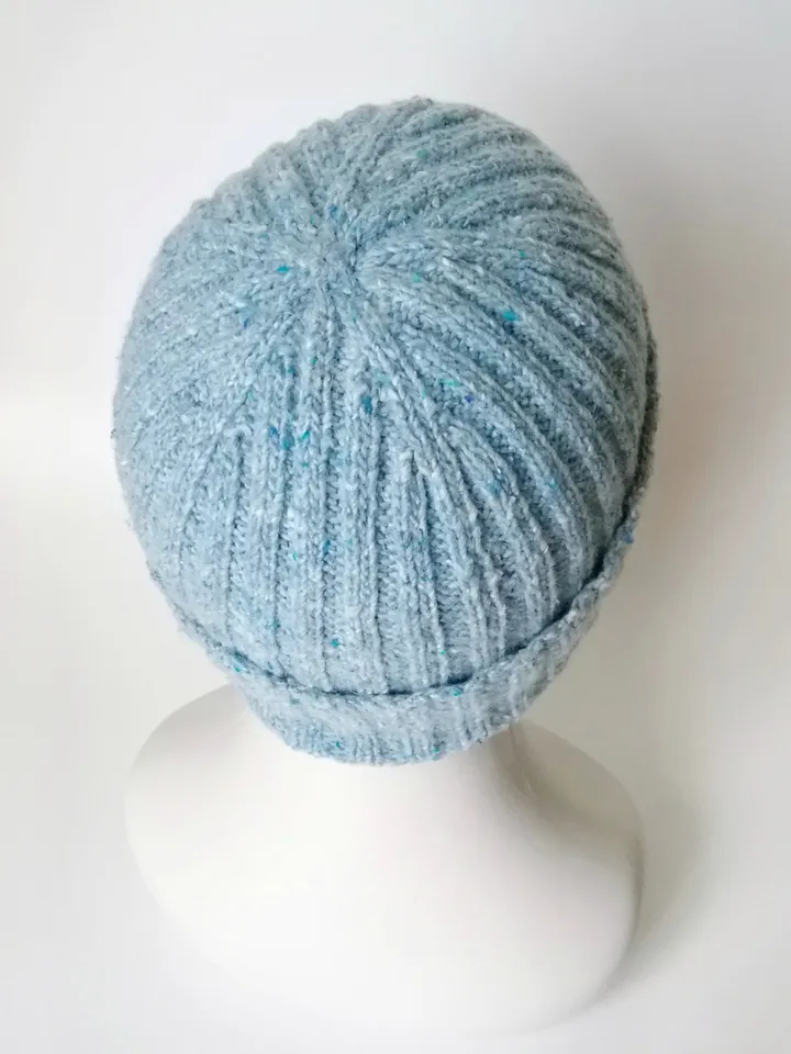 Handcrafted Merino Wool Light Blue Men's Beanies: Ribbed Knit, Seamless Comfort, Thoughtful Design, Exceptional Quality. FREE SHIPPING!