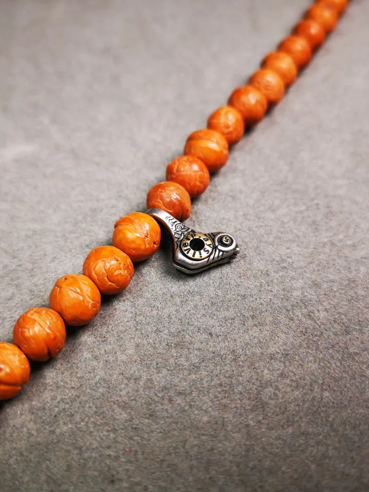 Gandhanra Handmade Tibetan Buddhist Silber Mala Counter Clip,Bum Counter Clip for Prayer Beads,Lucky Birs Shape,Mala Accessories