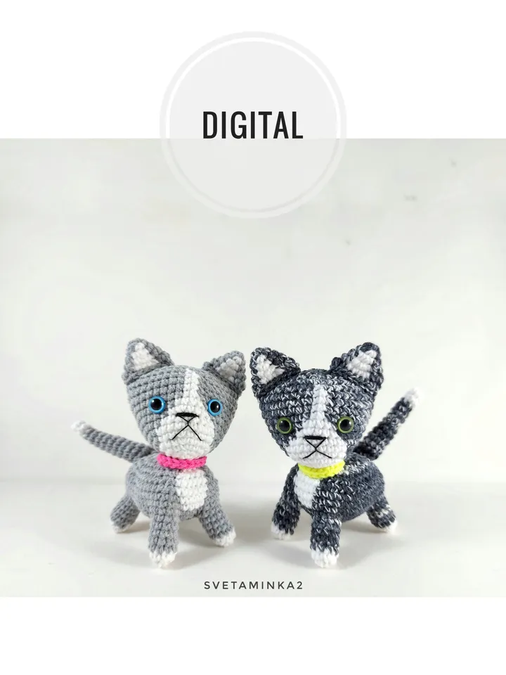 Crochet Kitten Pattern. Amigurumi Cat Pattern. Digital Download. PDF.