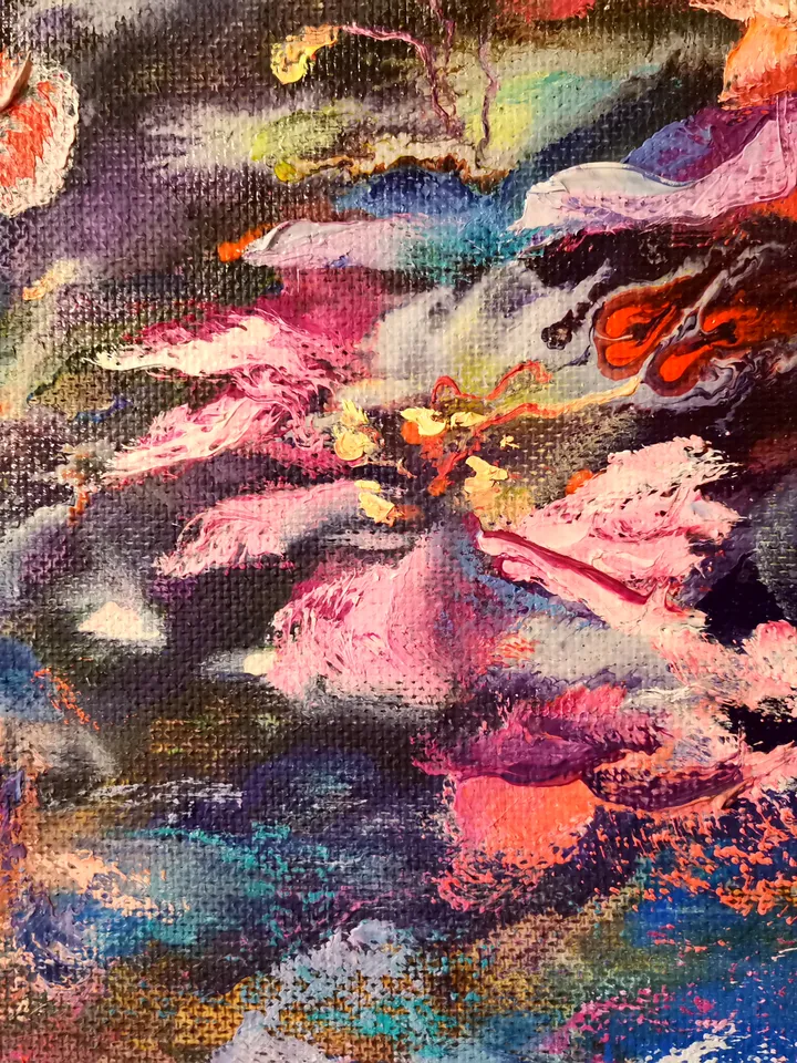 Sea Flowers Underwater Art Original Oil Painting Abstract Framed Impasto Svinar Oksana