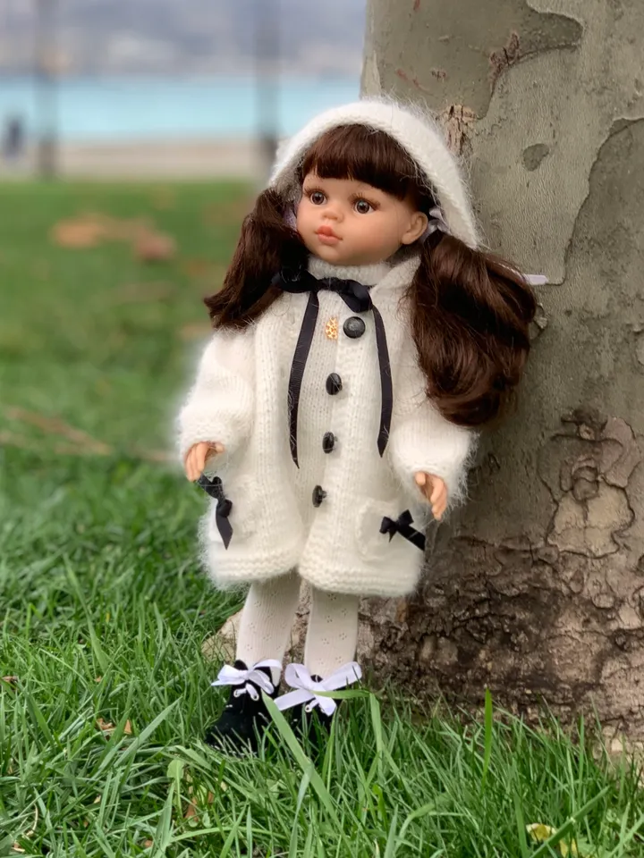 Winter Coat for Paola Reina doll KNIT PATTERN / Coat for Boneka 12-13 inch doll, Ruby Red Siblies, Les Cheries 32 cm PDF eng