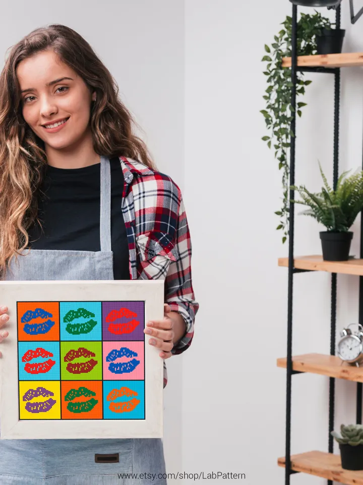 Lips Andy Warhol Cross stitch pattern | Embroidery Pattern | Instant Download | Embroidery Designs