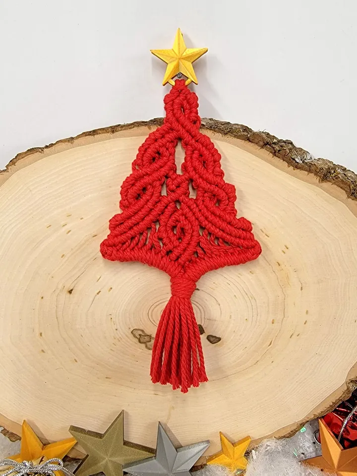 Macrame Christmas Tree Ornament Unbreakable Boho Holiday Decor Unique Xmas Holiday Car Charm Macrame Tree with Star