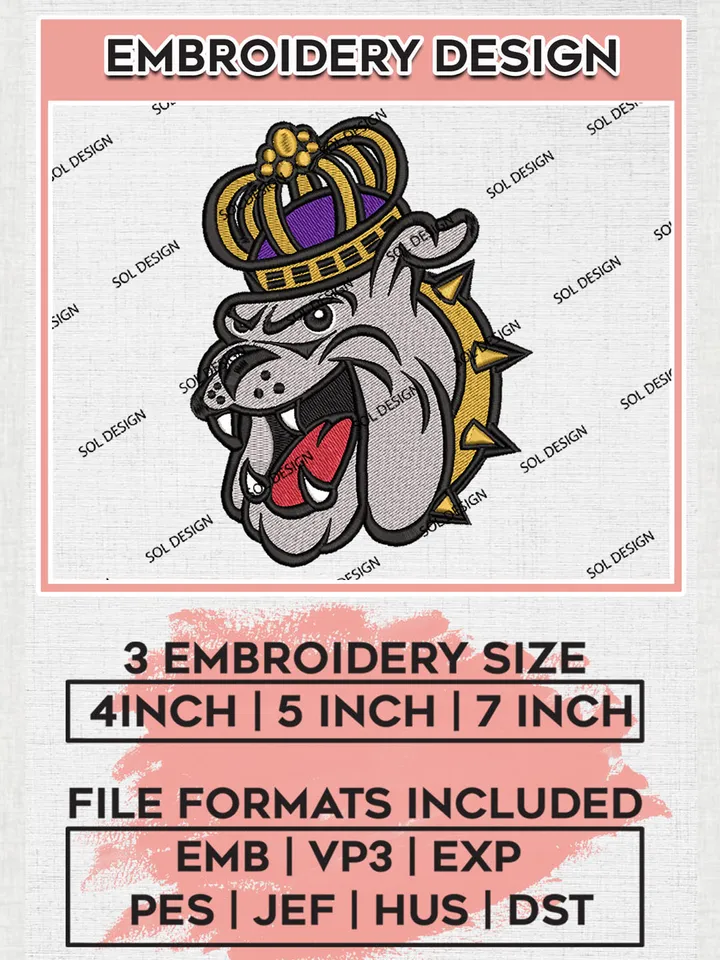 NCAA James Madison Dukes Mascot Logo Embroidery Designs, NCAA Logo Machine Embroidery Files, NCAA James Madison Dukes Logo, NCAA Embroidery Designs, Machine Embroidery Designs, Digital Download