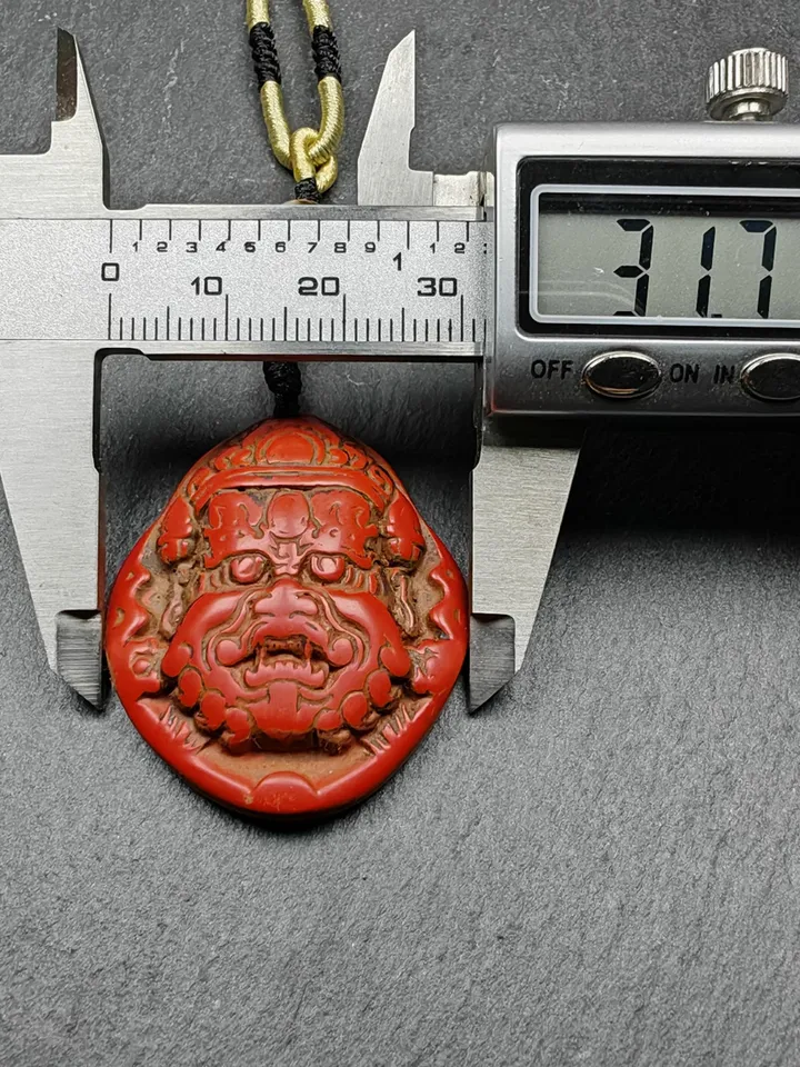 Authentic Old Cinnabar Mahakala Amulet with Dzi Bead, Gandhanra Tibetan Protective Charm,Spiritual Gift