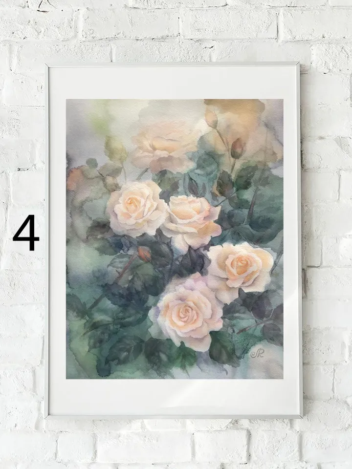 Flowers Watercolor Prints Set of 4 Floral Ptints Wildflowers Painting