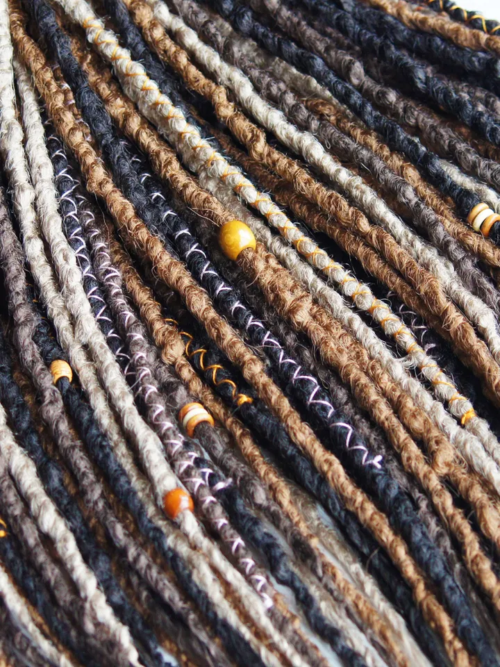 Brown Blonde Ginger Dreadlock Extensions Boho Beads Wraps Single Double Ended Synthetic Faux Locs Hair