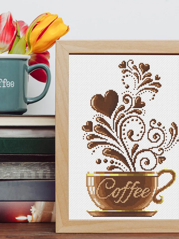 Coffee cross stitch pattern modern, Kitchen cross stitch, Cute cross stitch, Funny cross stitch, Awesome pattern, Instant download PDF #F1