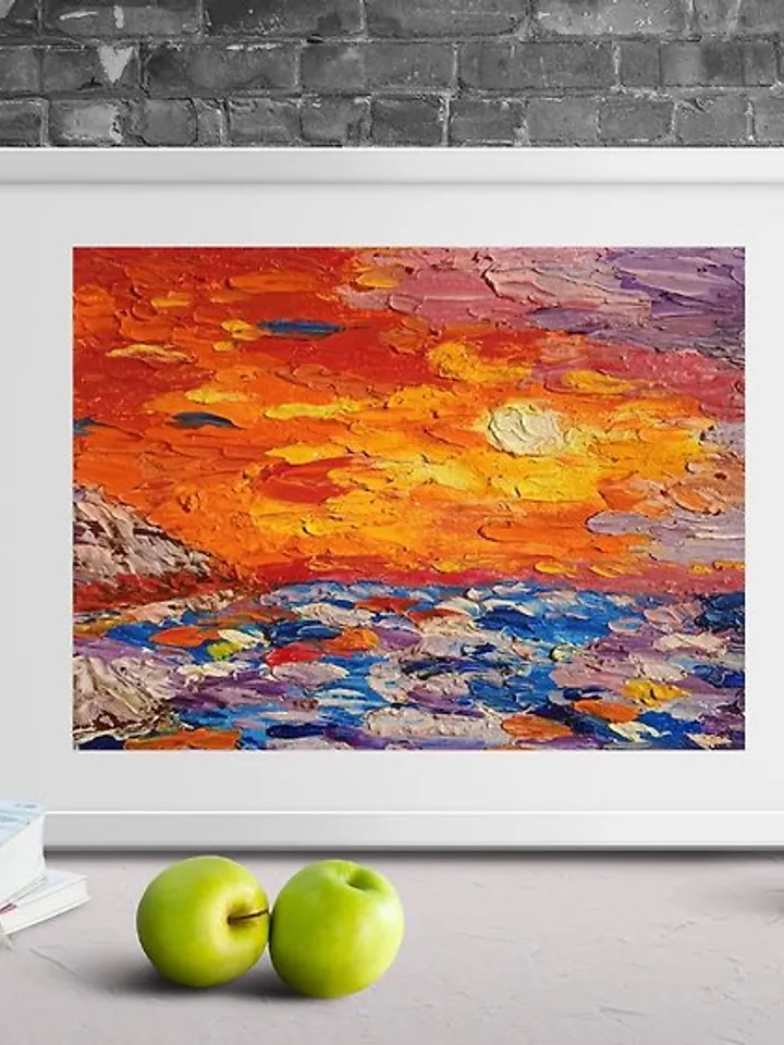 Abstract oil painting bright painting sea mood oil texture 15x20 cm