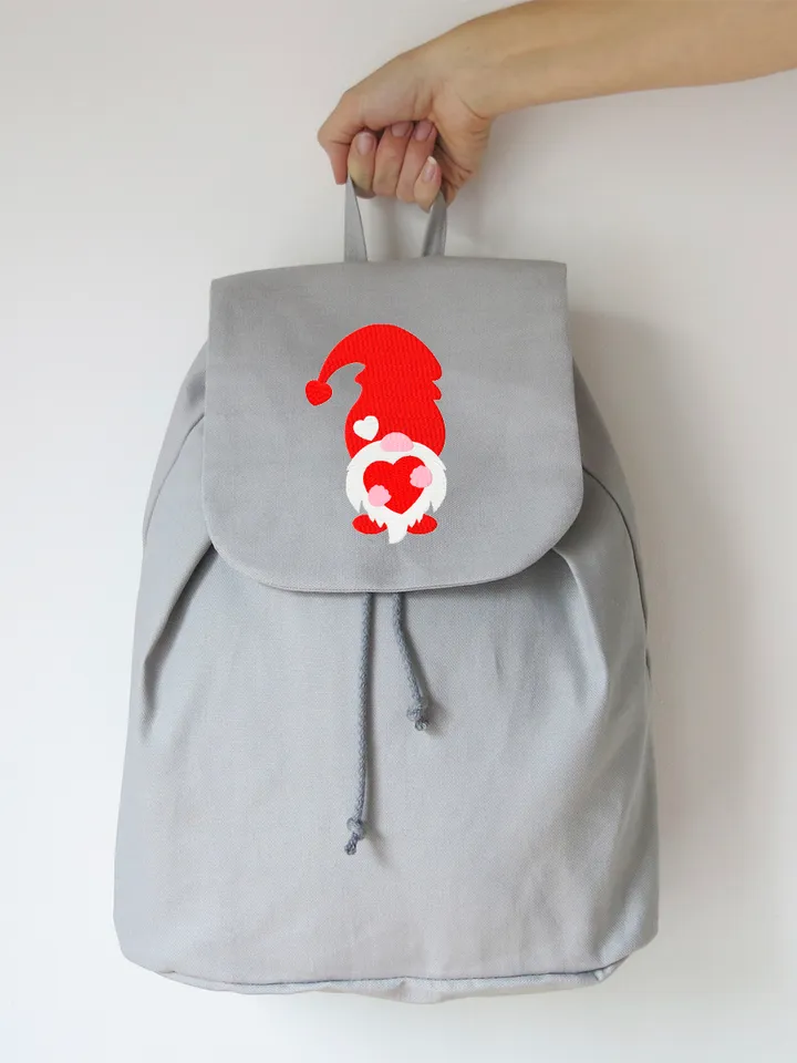 Gnome with a heart embroidery design. Embroidery design trendy. Digital download.