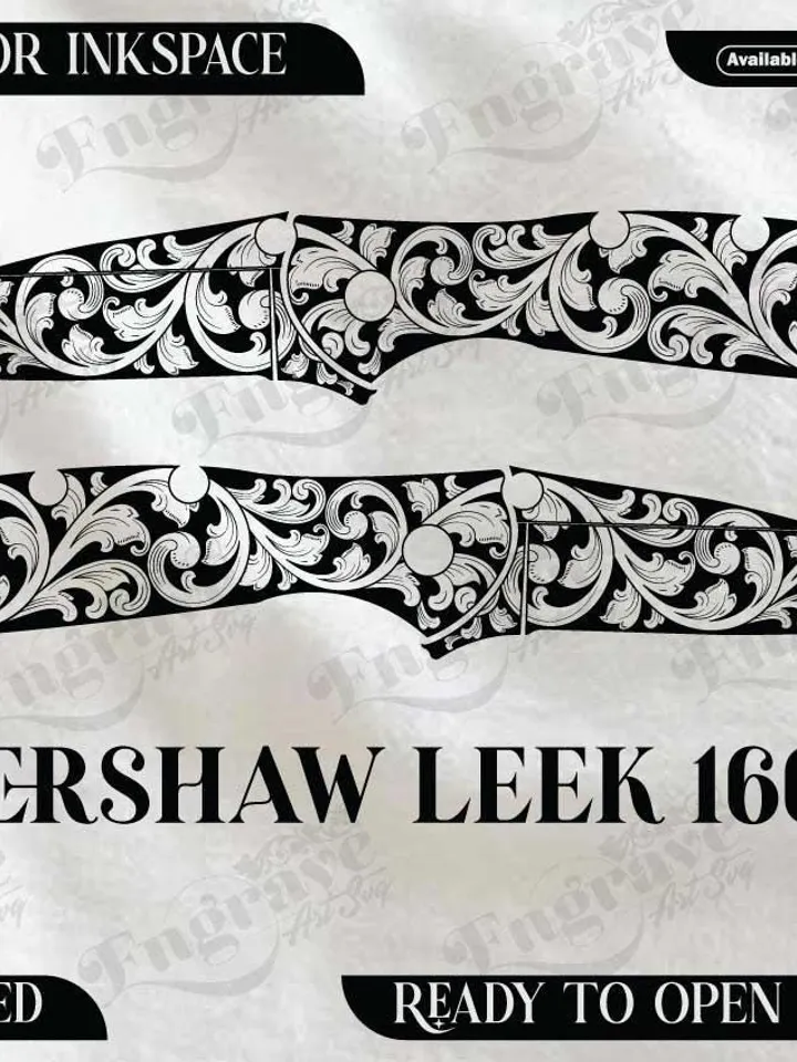 kershaw Leek 1660 Scrolling design,lasercut,laserengraving,fiberlaser,engravingfiles