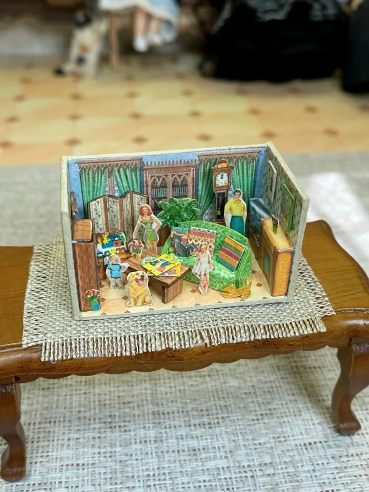 Tutorial. Mini roombox for a dollhouse. Dollhouse miniature. Miniature tutorial. Two sizes 1:12 and 1:6.