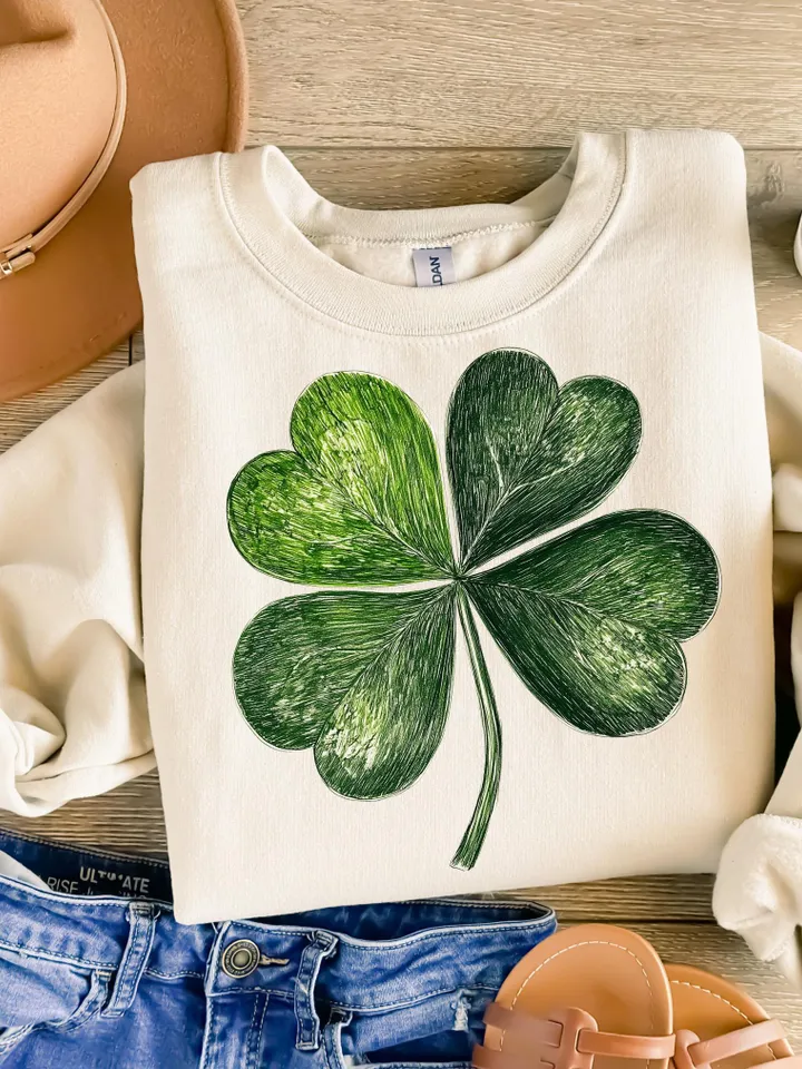Shamrock Png, St. Patrick’s Day Clover Design, Green Shamrock PNG, St. Paddy’s Day Sublimation PNG, Irish Clover Art, Trendy T-Shirt Design