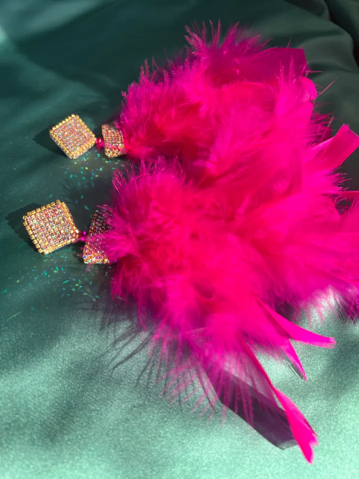 Feather and Crystal Earrings