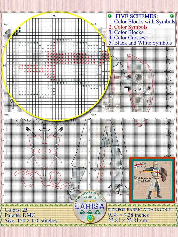 Knight Cross Stitch Pattern | Crusader | Medieval Knight