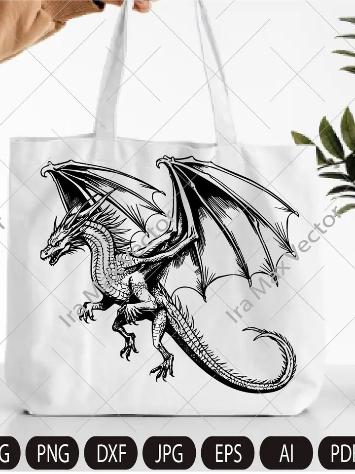 Dragon svg, Dragon detailed, Dragon flying, Dragon Vector, Chinese Dragon SVG, Fantasy Dragon SVG, Asian dragon Svg, Dragon Silhouette