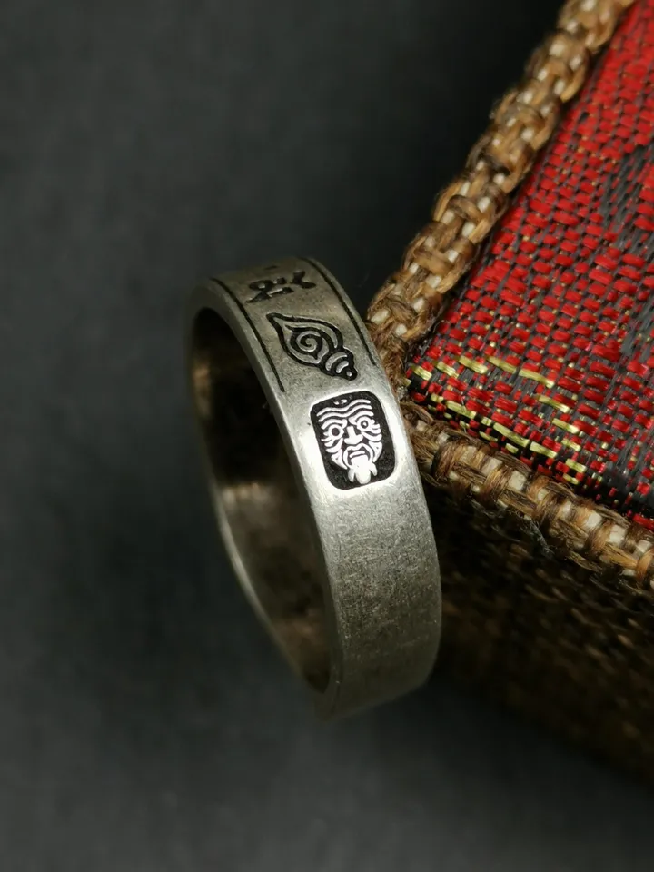 Gandhanra Unique Handcrafted Tibetan Silver Ring | Mantra of Drashi Lhamo| Adjustable Size | Protection Jewelry
