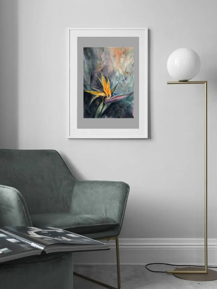 Flowers Original Watercolor Painting Tropical Flowers Wall Art