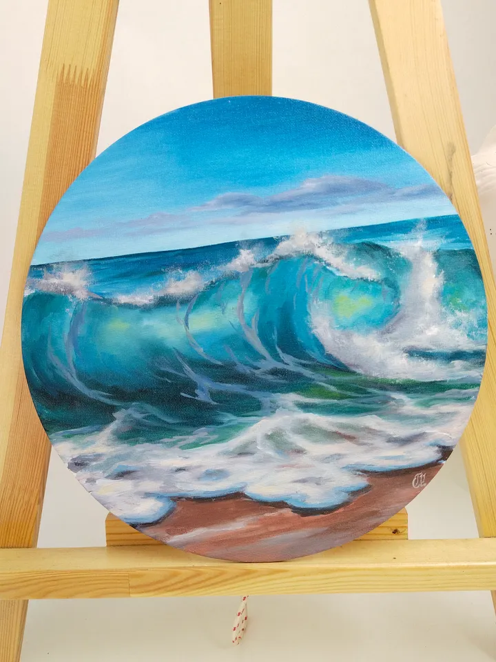 Seascape round oil painting