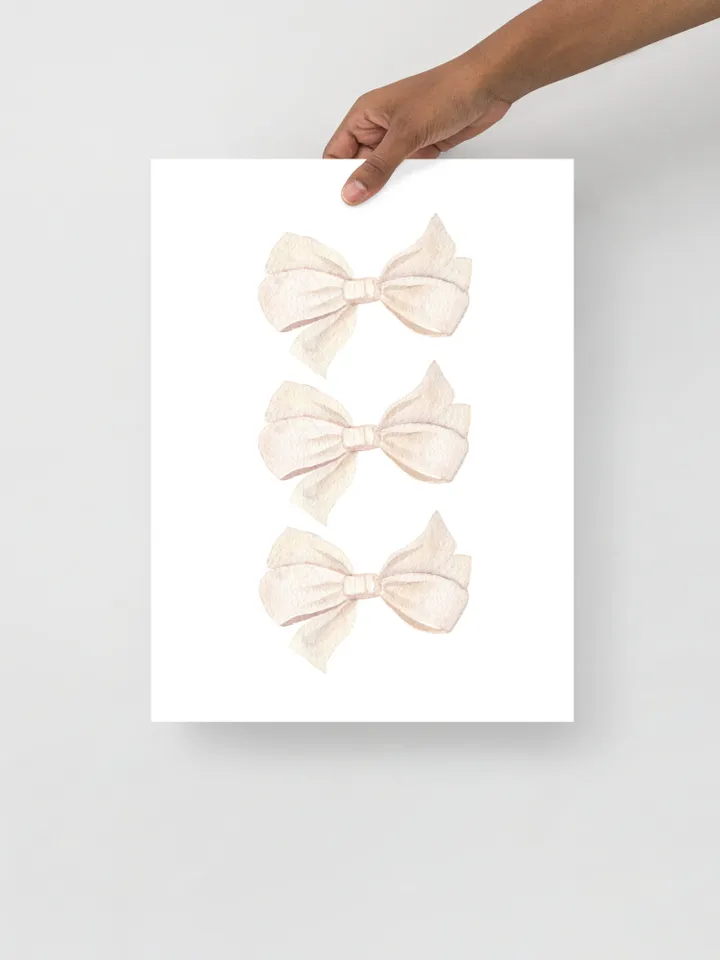 White Bow Watercolor Painting Print, Ivory Cream Poster, Elegant Bow Poster, Grandmillennial Bow, Gift For Teen Girl, Hamptons Stylel