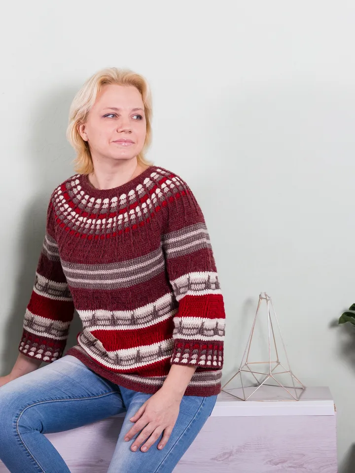 Top-Down Sweater Margo Crochet Pattern
