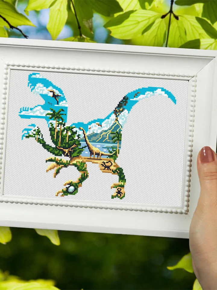 Dinosaur cross stitch pattern download PDF Ancient animal cross stitch chart Dinosaur world cross stitch, Dinosaur silhouette embroidery #D7