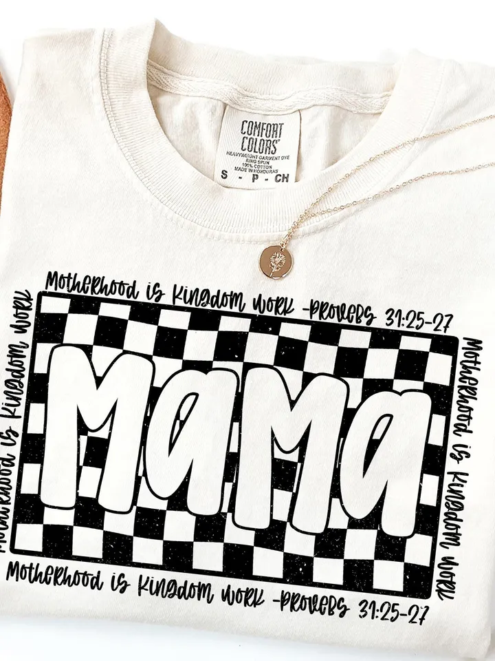 Christian Mom png, Retro Checkered Mama PNG, Motherhood is Kingdom Work png, Christian Mothers Day png, Mama Shirt Design, Christian png