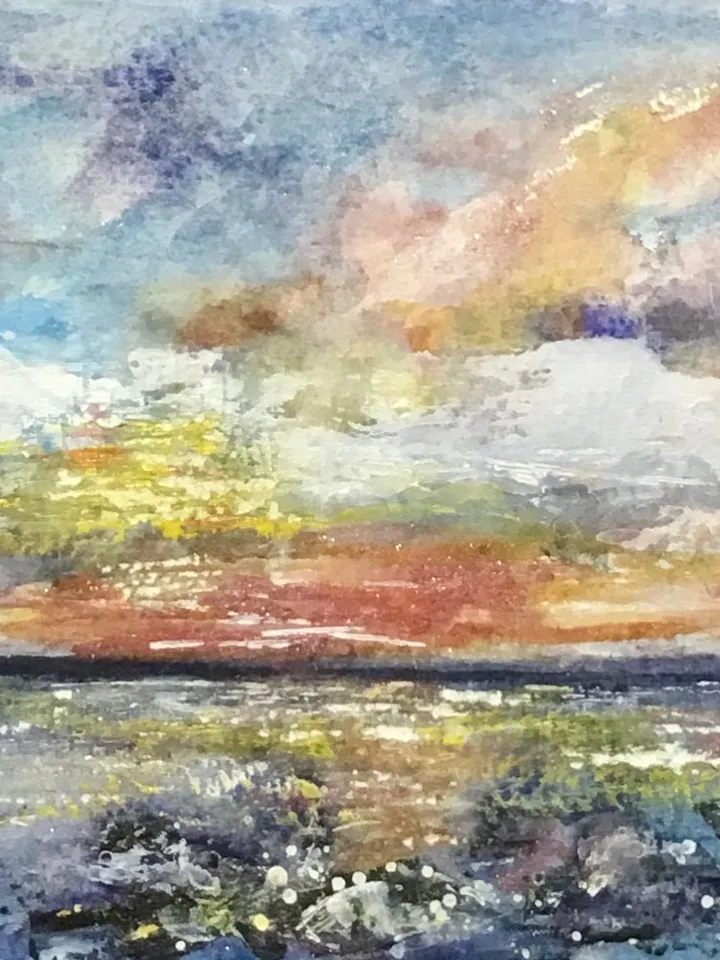 Set of 2 semi-abstract landscapes,original watercolor panoramic paintings,seascape,mountains wall art,modern home decoration,art gifts.