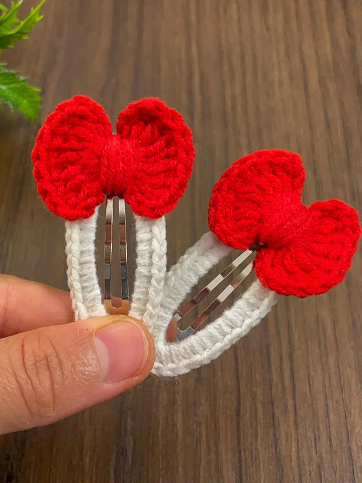 Crochet Bow Hair Clip Pattern, Scalloped Edge Bow Applique PDF, DIY Snap Clip Cover, Cute Decorative Hairpin, Handmade Accessory