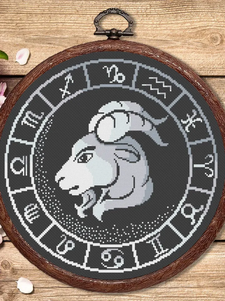 Capricorn Silver Cross Stitch Pattern, Zodiac Cross Stitch, Astrology Cross Stitch, Capricorn Pattern, Zodiac Sign Cross Stitch #zdc023