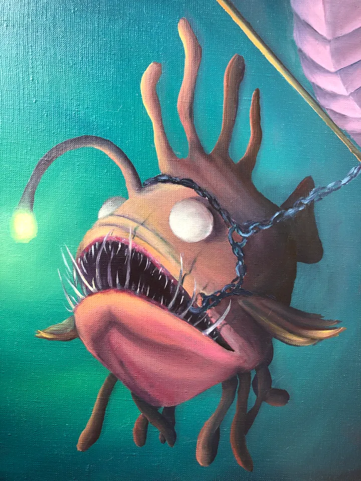 Seahorse Merman Painting Fantasy Original Art