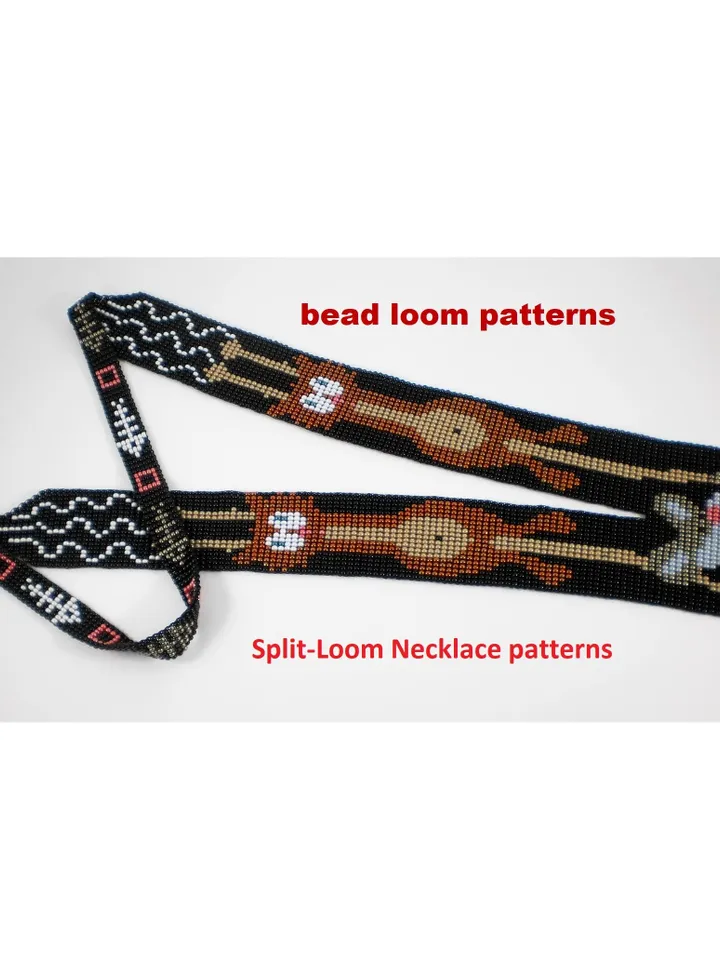 Bead loom patterns, schemes for a Gerdan-Split-Loom Necklace, Beading Loom only Pattern, Instant Download, PDF