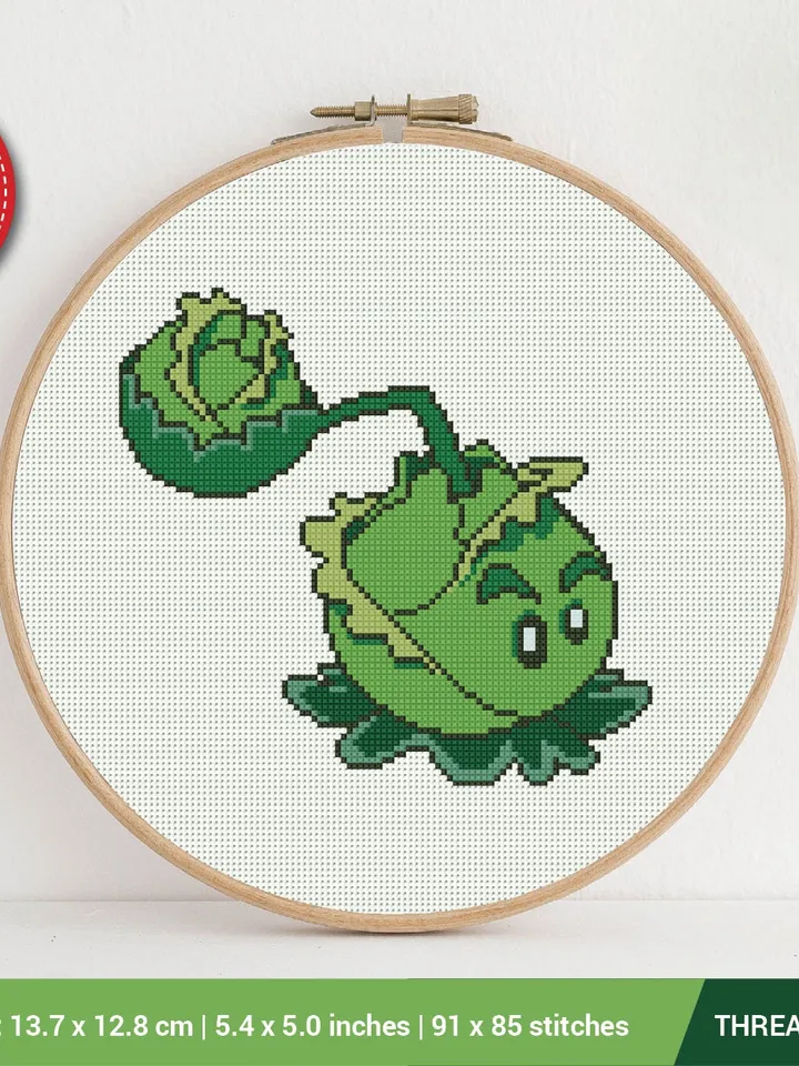 Cabbage-Pult Plants vs Zombies Cross stitch pattern | Embroidery Pattern | Instant Download | Embroidery Designs