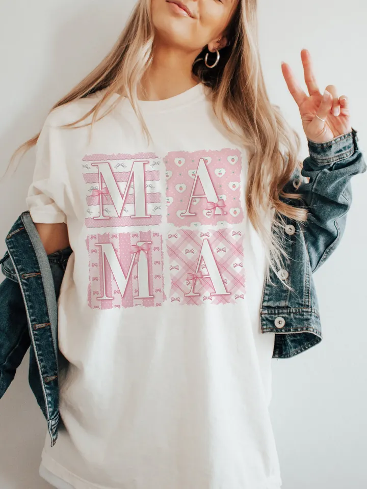 Coquette MAMA Design, Pink Plaid Mama png, Pink Mama png, Soft Girl Era png, Pink Bow, Aesthetic, Social Club png, Coquette shirt design Png