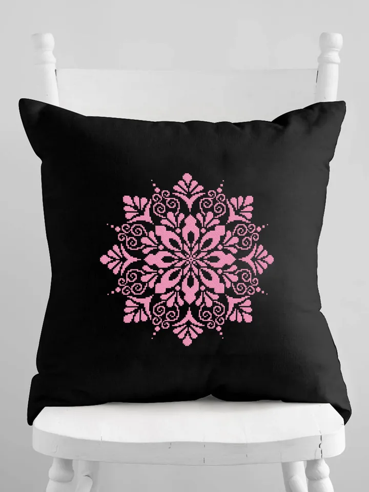 Easy mandala cross stitch pattern download PDF, Monochrome floral ornament cross stitch, Mandala pattern digital PDF, Beginner stitch #M91