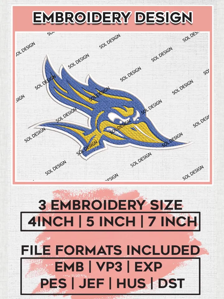 Cal State Bakersfield Roadrunners Head Mascot Logo Machine Embroidery Design, NCAA Cal State Bakersfield Roadrunners Embroidery Design Design files, NCAA Embroidery Designs, NCAA Machine Embroidery Designs, Digital Download