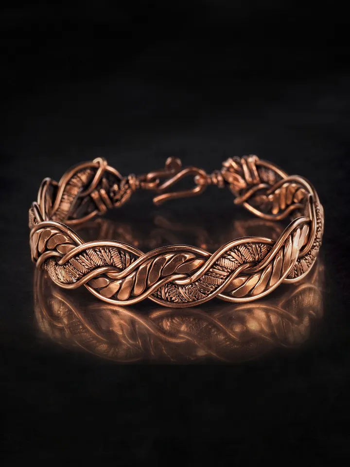 Woven copper wire bracelet Antique style handcrafted copper jewelry Unique gift