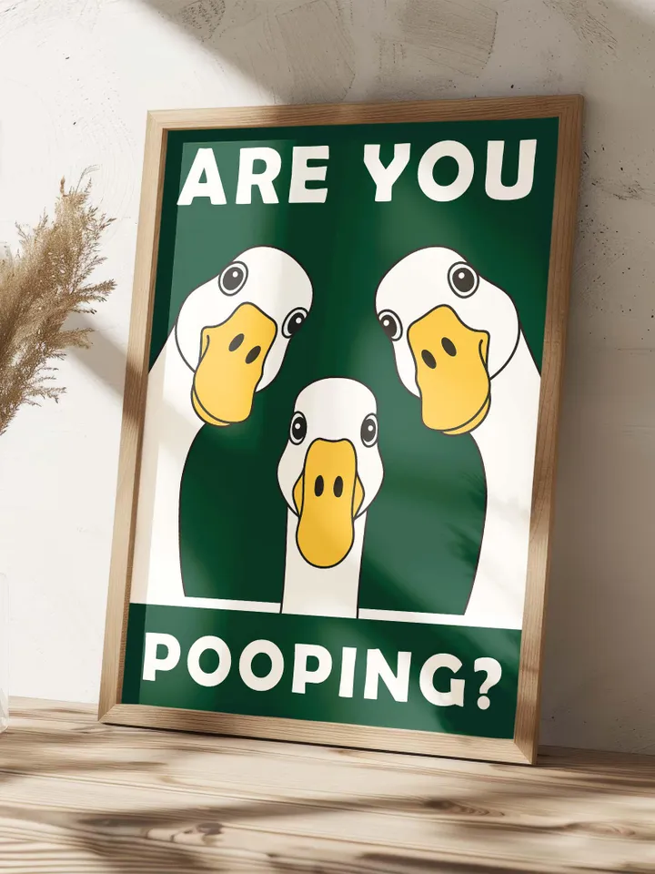 Funny Goose Bathroom Sign Are You Pooping Digital Download Wall Art Farmhouse Animal Bathroom Decor Quirky Toilet Humor Funny Animals Poster