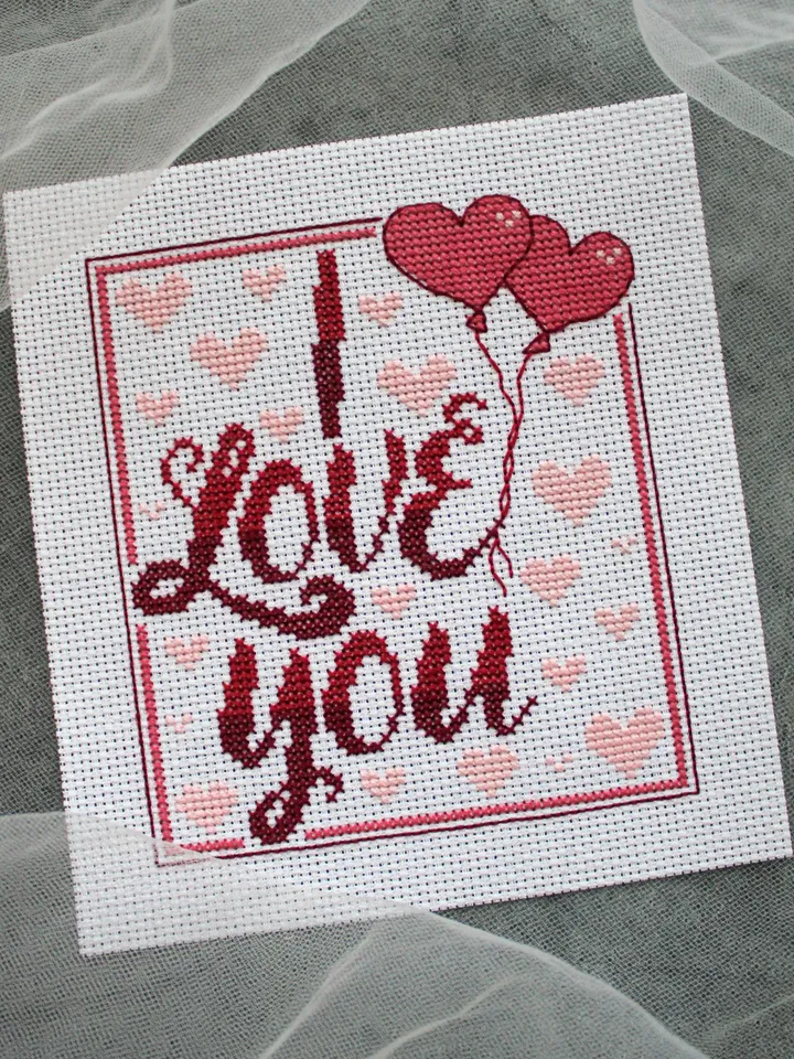 Cross stitch pattern I love you, simple cross stitch pattern PDF