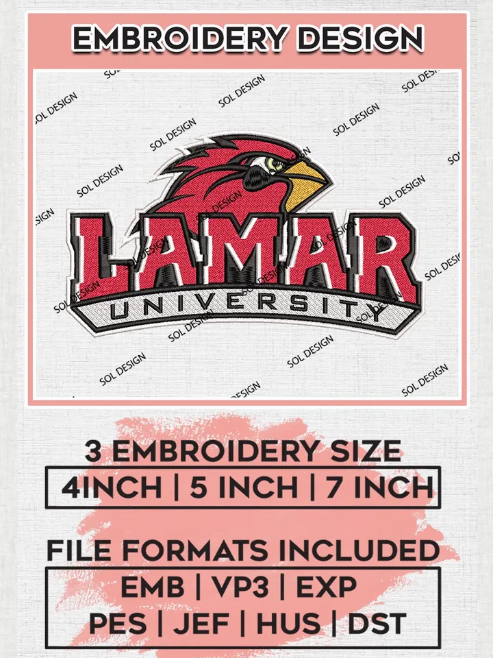 NCAA Lamar Cardinals Team Logo Machine Embroidery Design, NCAA Lamar Cardinals Team Design Design files, NCAA Team Embroidery Designs, NCAA Machine Embroidery Designs, Digital Download