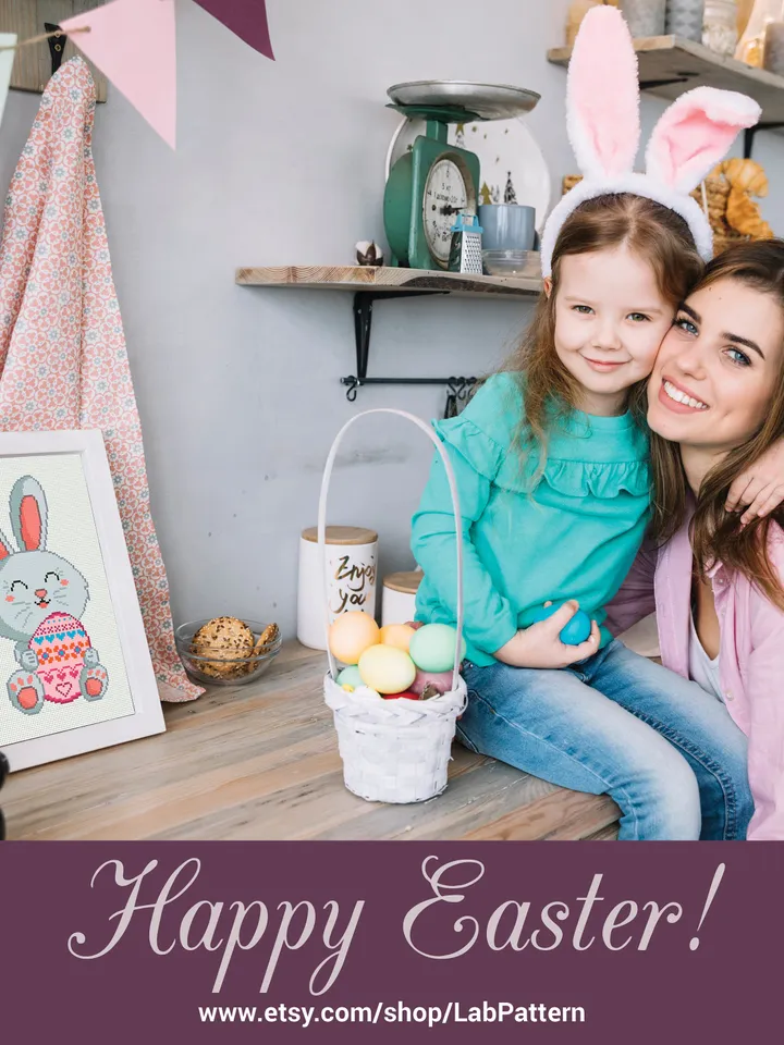 Easter Bunny Cross stitch pattern | Embroidery Pattern | Instant Download | Embroidery Designs