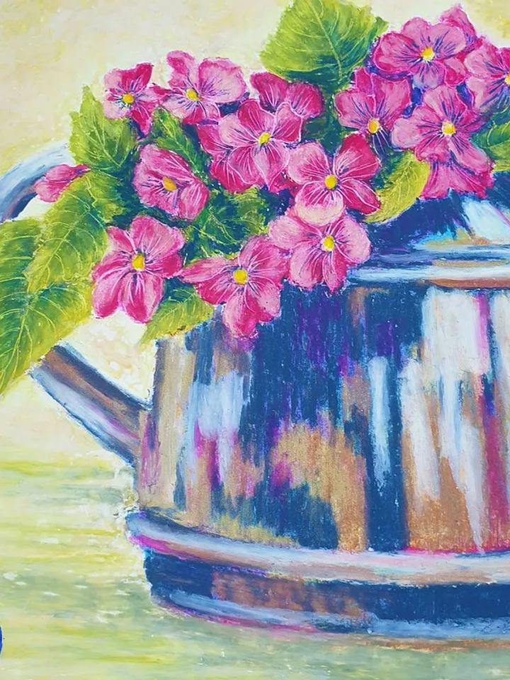 Violet Painting Pansy Original Art Floral Wall Art Flower Painting Oil Pastel