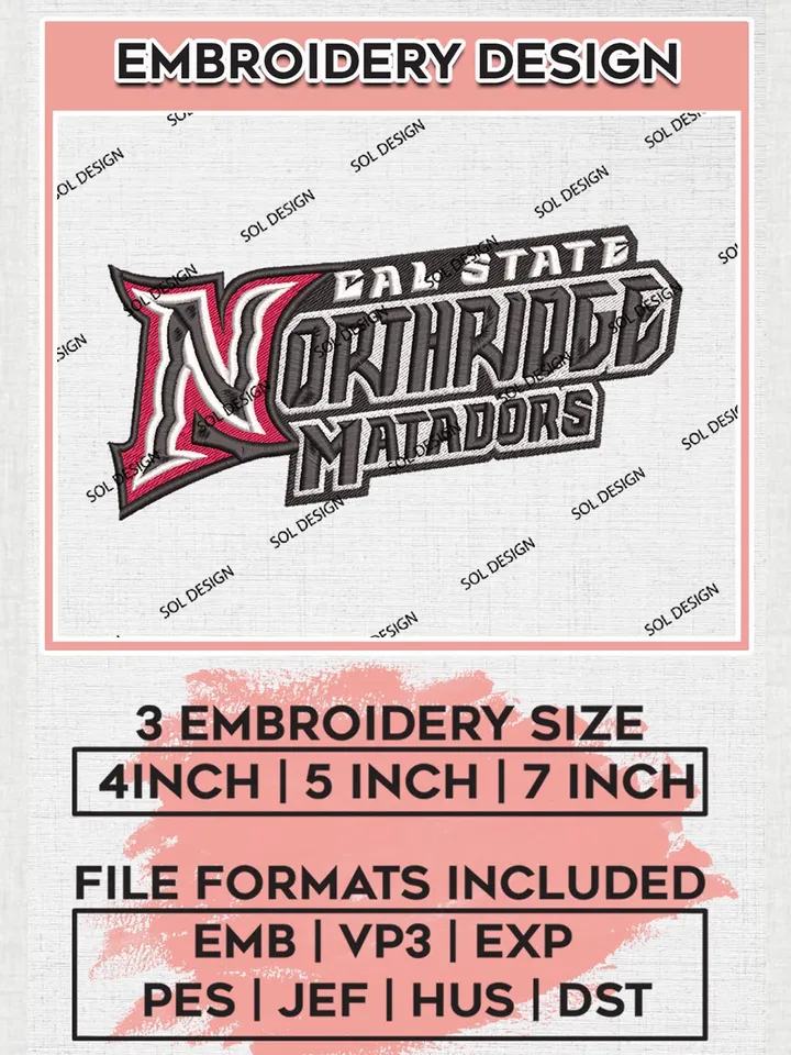 NCAA Cal State Northridge Matadors Team Wordmark Logo Machine Embroidery Design, NCAA Cal State Northridge Matadors Team Design Design files, NCAA Team Embroidery Designs, NCAA Machine Embroidery Designs, Digital Download