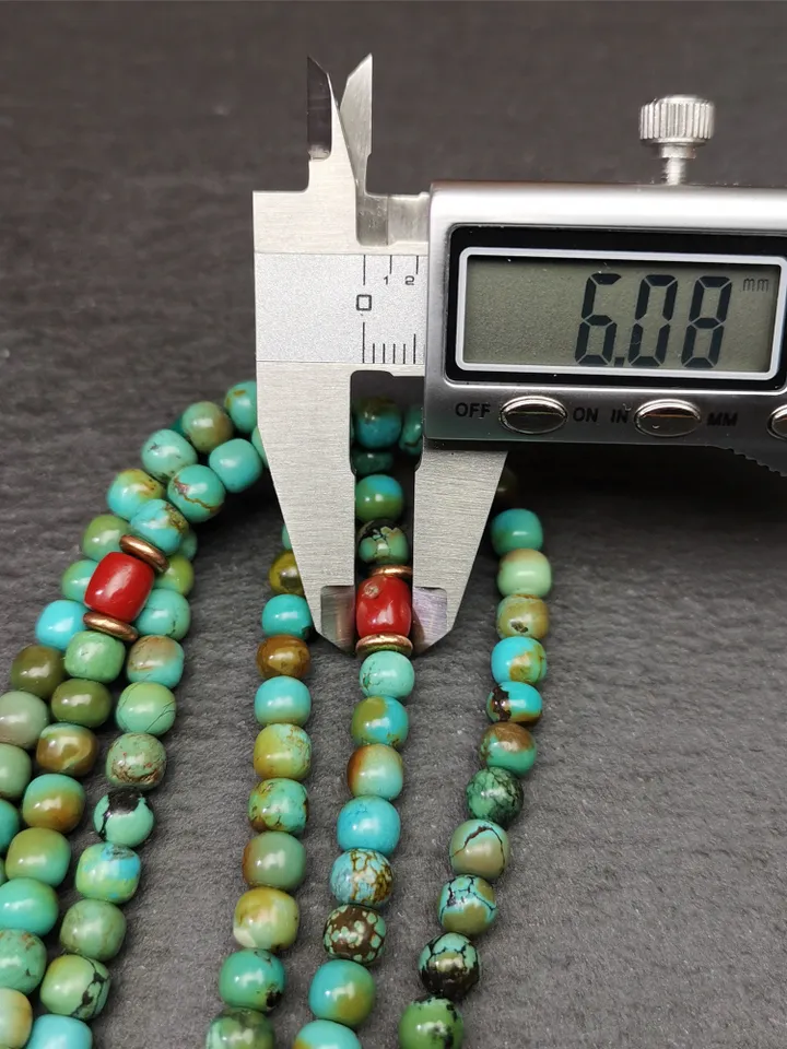 Gandhanra Old 108 Turquoise Beads Necklace Mala,Tibetan Prayer Beads for Meditation Practice ,Diameter 0.23", Circumference 24 inches