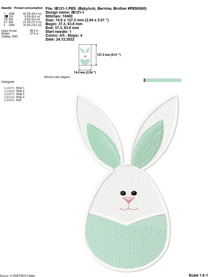 Free Standling Lace Machine Embroidery Design Easter Bunny Egg FSL Pattern Digital embroidery design